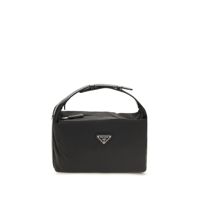 Black recycled polyamide handbag-null