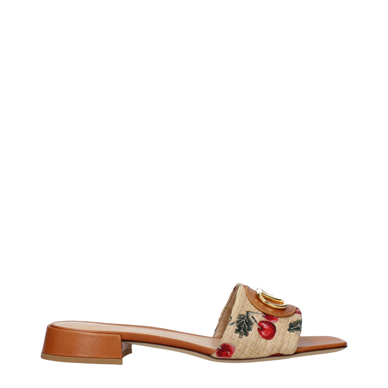 Beige raffia slippers-null