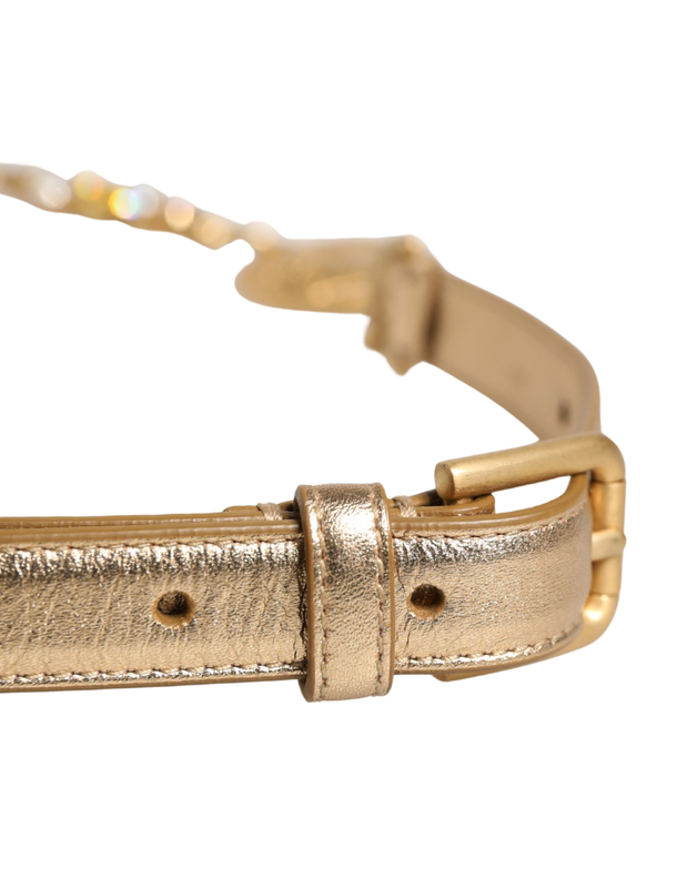 Gold brass chain coin embellished metal buckle belt-null