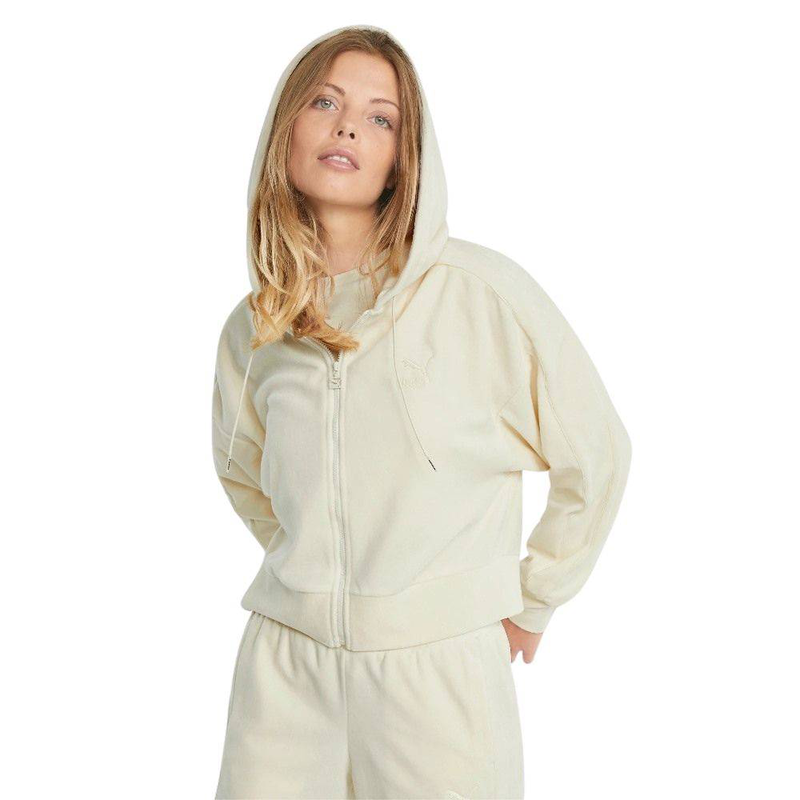 Puma iconic t7 velour womens full-zip hoodie-null