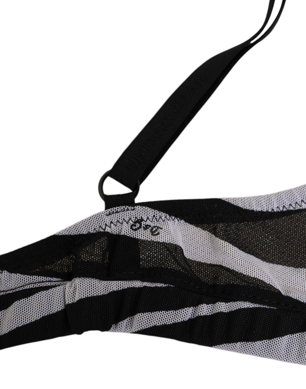Black white zebra print sheer mesh bralette underwear-null