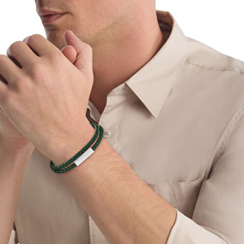 Calvin Klein green leather men's bracelet-null