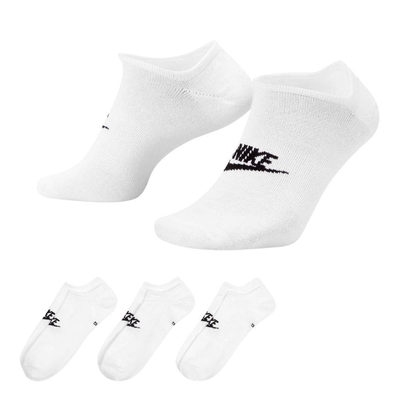 Everyday essential 3-pairs no-show socks, White / Black, medium