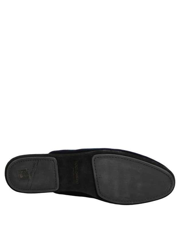 Dark blue suede slides flat slipper men shoes-null