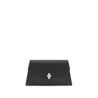 Black calf leather bos taurus clutch bag, Black, medium