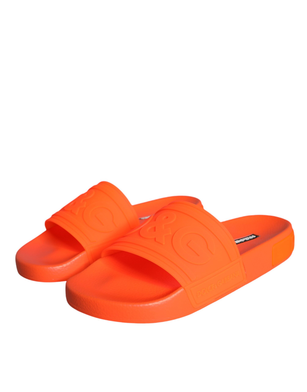 Orange rubber slides sandals beachwear shoes-null