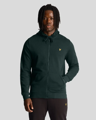 Zip through hoodie w486 dark green, W486 Dark Green, medium