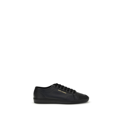 Black calf leather bos taurus sneakers, Black, medium