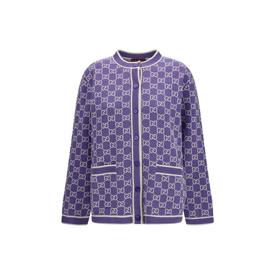 Purple cotton cardigan, Purple, medium