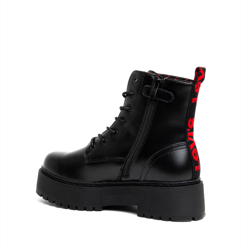 Levis lace up girls boots with red detailed logo-null