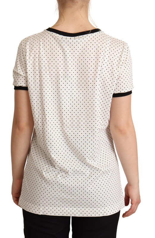 White dotted crewneck cotton t-shirt-null