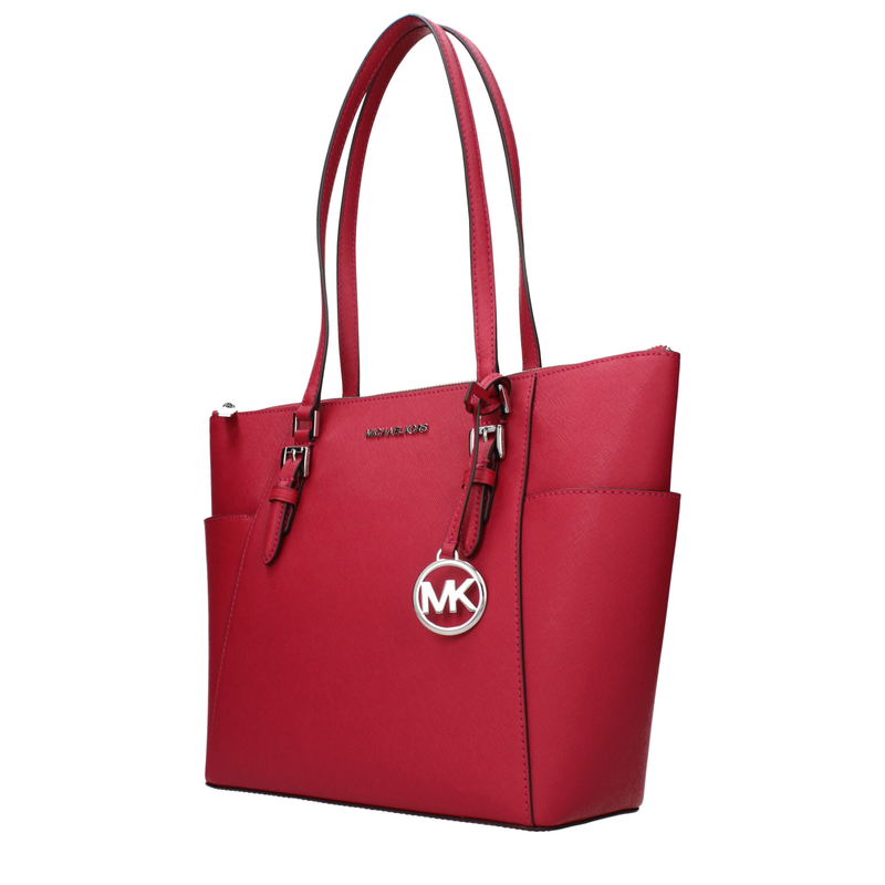 Red leather shoulder bag-null