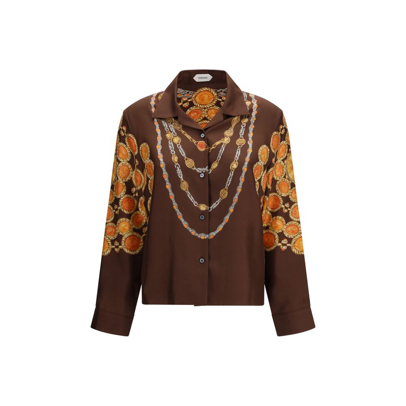 Brown fabric pattern shirt-null