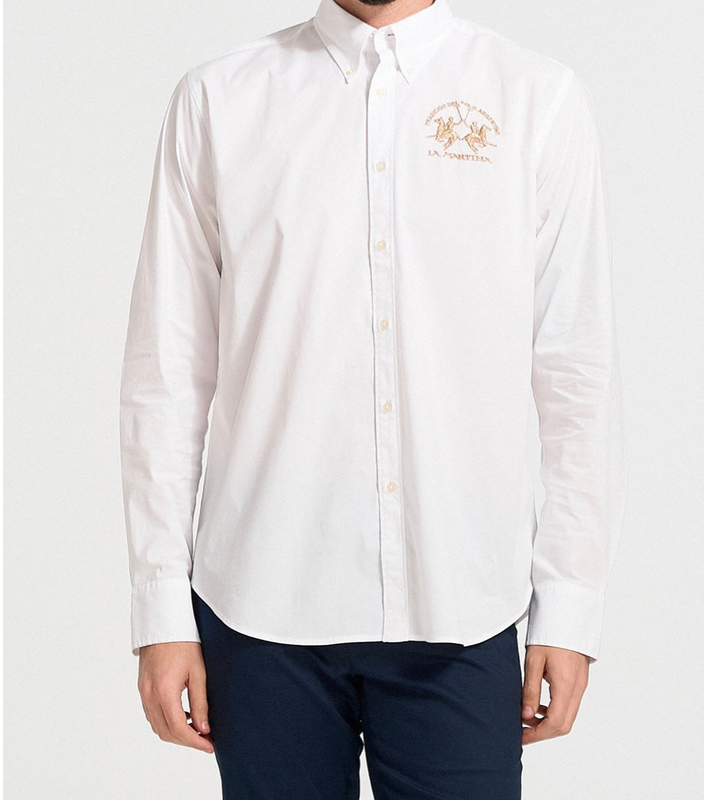 La martina man shirt poplin stretch white classic shirt ccmc01 image number null