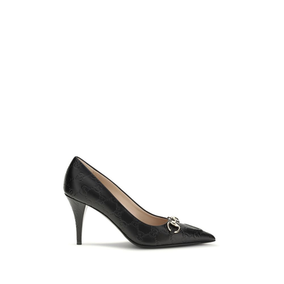 Black calf leather bos taurus mid heel pumps, Black, medium