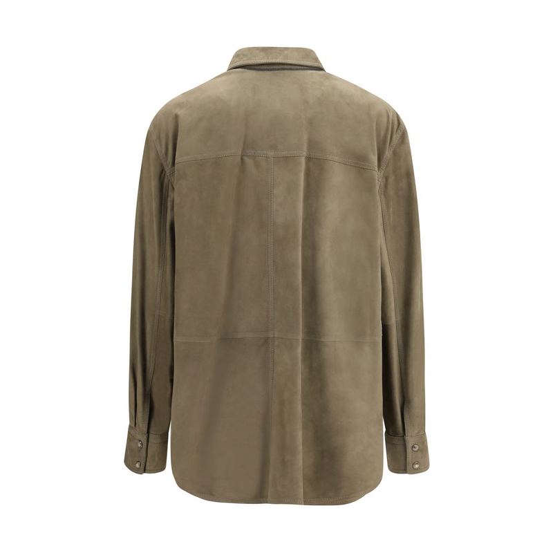 Bicolor calf leather bos taurus dress shirt-null