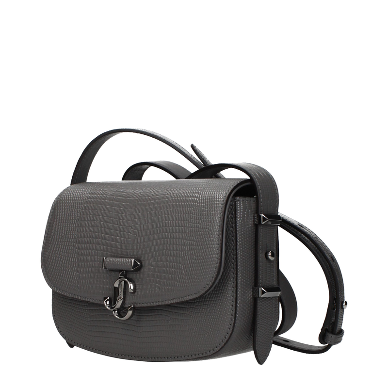 Gray leather shoulder bag-null