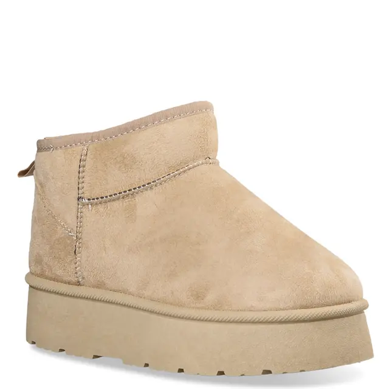 Faux shearling booties - beige-null