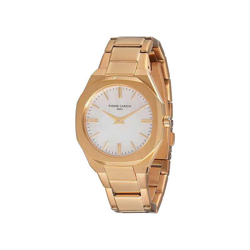 Gold stainless steel dress watch-null