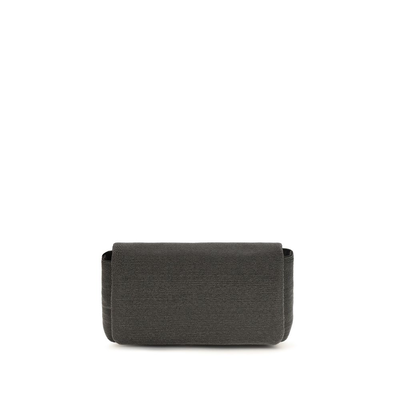 Black leather shoulder bag, Black, medium