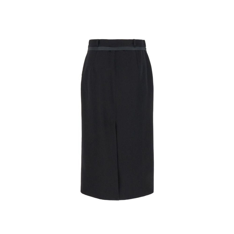 Black virgin wool long skirt-null
