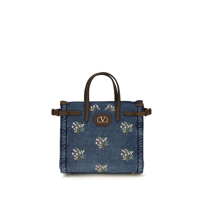 Blue cotton handbag-null