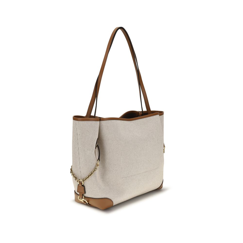 Beige cotton shoulder bag-null
