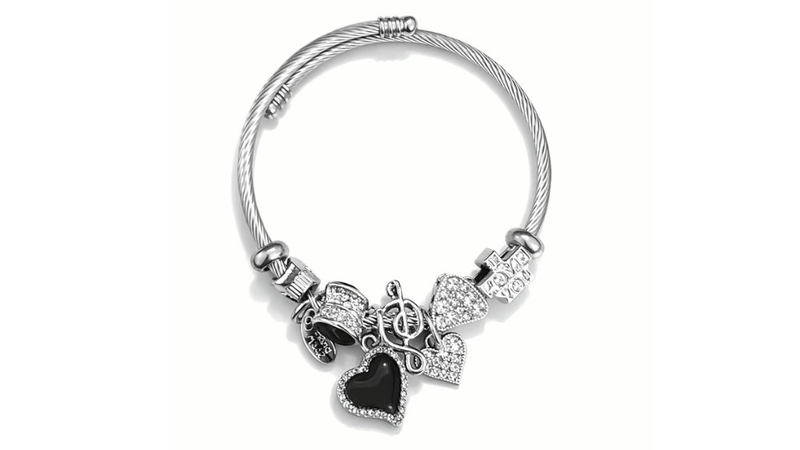Trendy Bracelet &ndash; black heart & music note charms-null