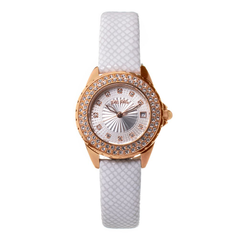 White leather dress watch-null