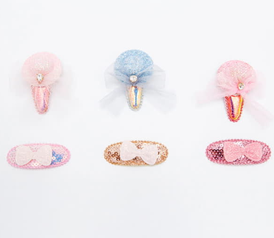 Child clips with hats, Pink/yellow, medium