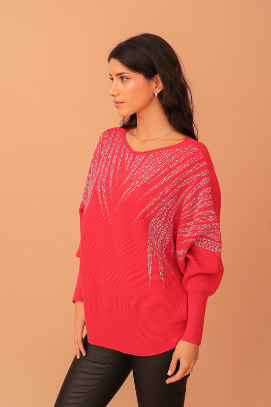 Sophia crystal embellished knit - red-null