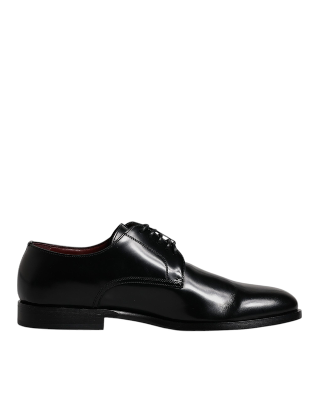 Black calfskin leather derby lace up formal dress shoes-null