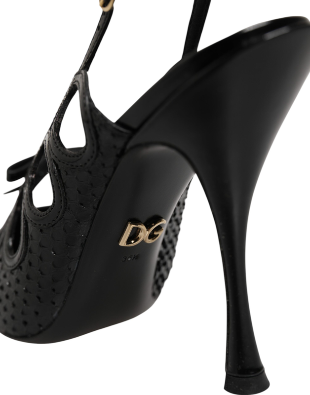 Leather high heels slingback shoes-null