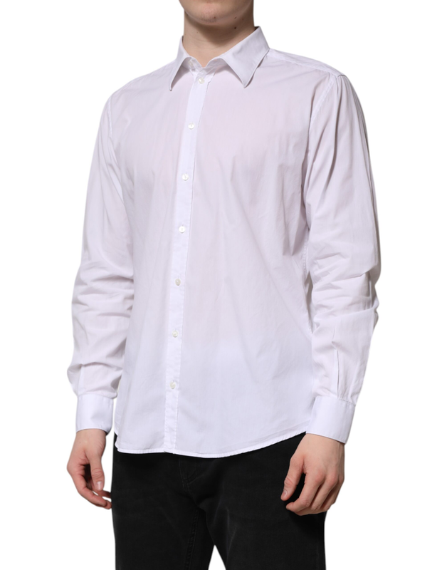 White cotton staff long sleeves forma shirt-null