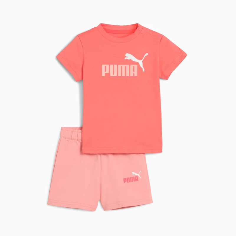 Puma minicats essentials tee and short infants girls set pink 686285-24-null