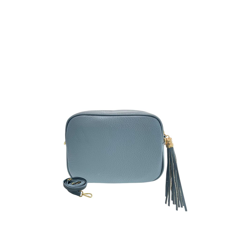 Blue leather women crossbody bag-null