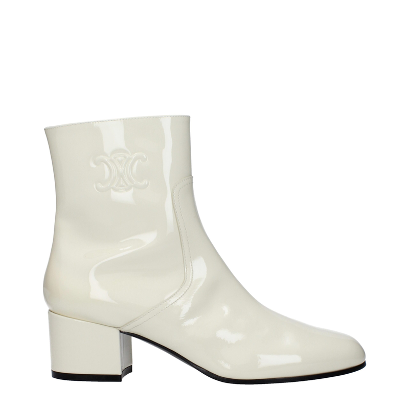 Beige leather ankle boots-null