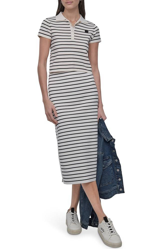 High-rise midi sweater pencil skirt-null
