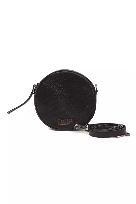 Black leather women crossbody bag-null