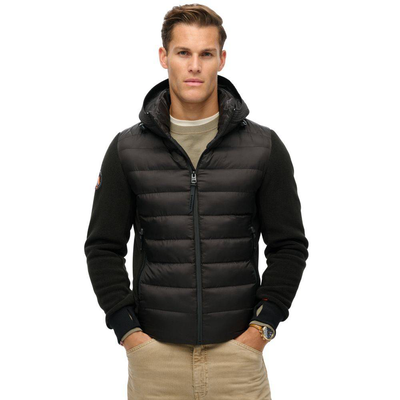 Hooded storm fleece bomber, Black, medium