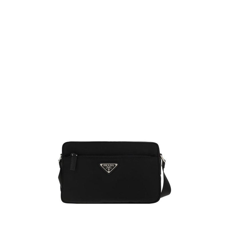 Black recycled polyamide shoulder bag-null