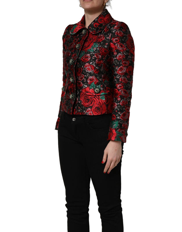 Multicolor floral brocade buttonblazer jacket-null