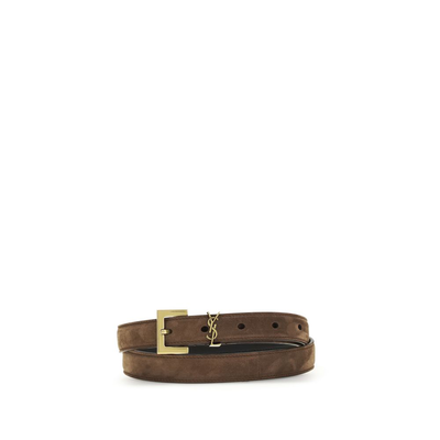 Brown calf leather bos taurus thin belt, Brown, medium