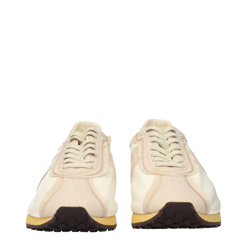 Beige fabric athletic sneakers-null