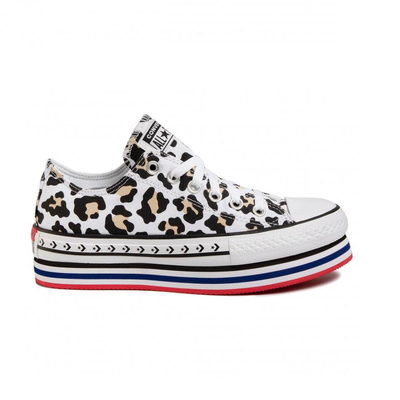 Chuck taylor all star leopard print platform, White / Animal Graphic, medium