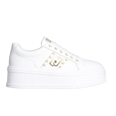 Liu Jo selma 04 - flatform leather sneaker, White, medium