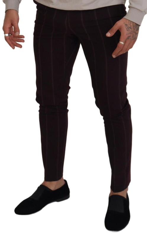 Brown striped men trousers cotton pants-null