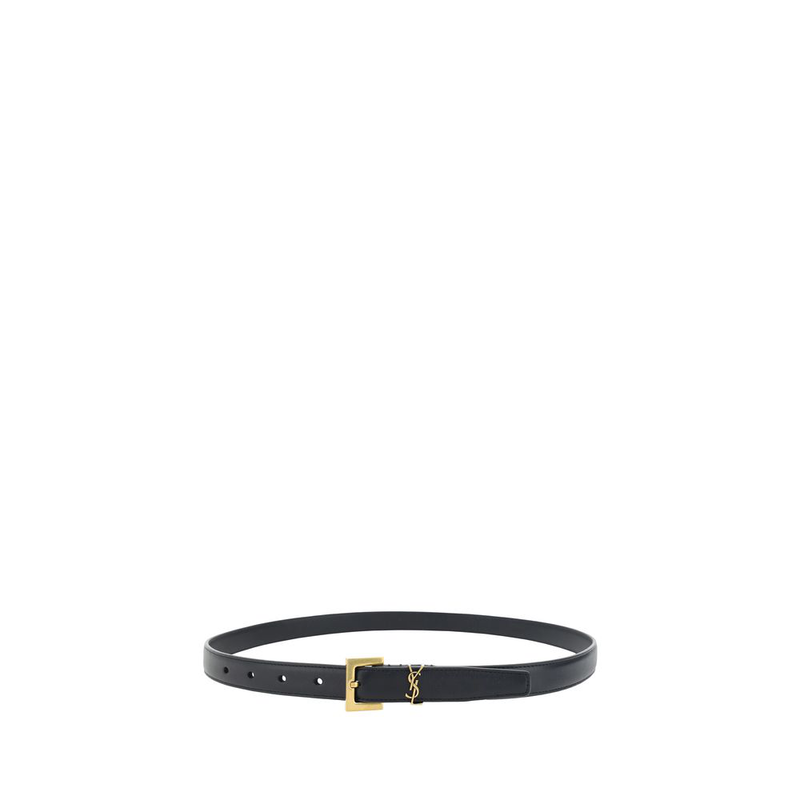 Black calf leather bos taurus thin belt-null