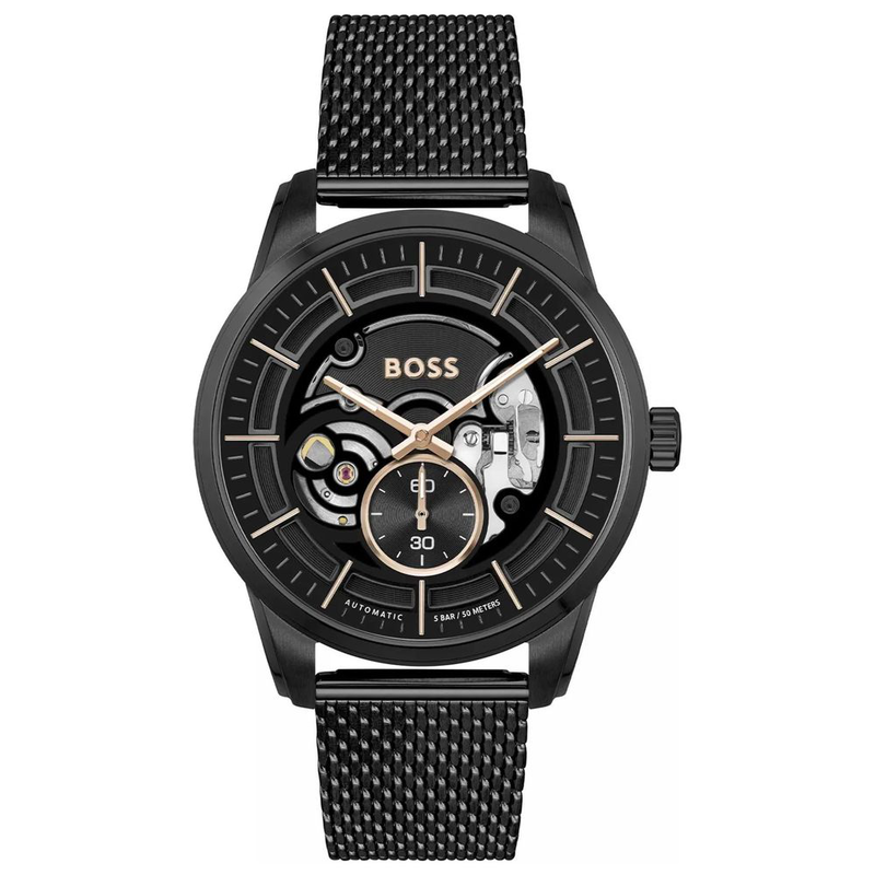 Black stainless steel dress watch-null