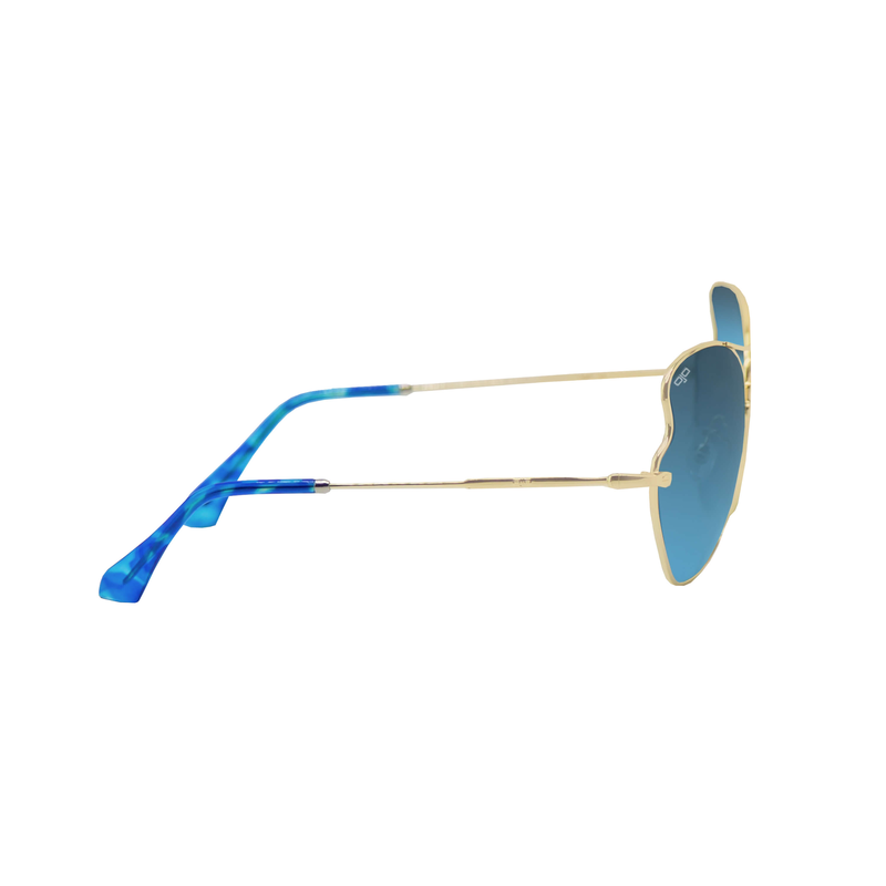 OJO everyday sunglasses golden frame and temples with blue lenses image number null